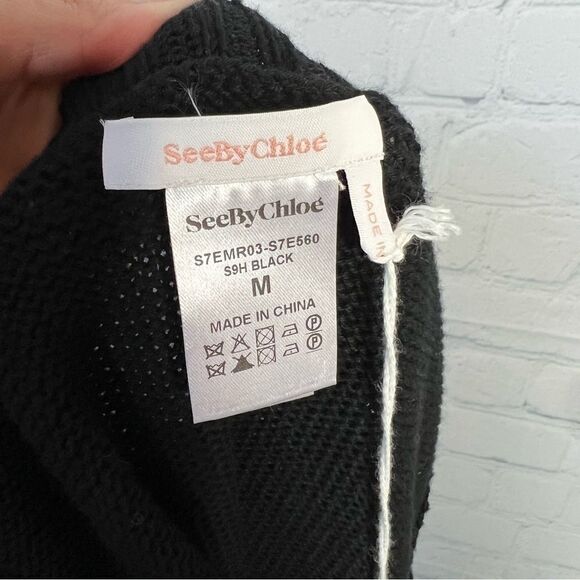 NEW See by Chloe black knit sheer panels sleeveless maxi dress size medium - Picture 6 of 12